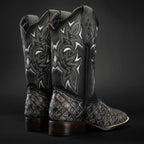 Men’s Rodeo Cartie Pirarucu Square Toe Boots - Rustic Black - OriginalWestern.com