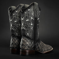 Men’s Rodeo Cartie Pirarucu Square Toe Boots - Rustic Black - OriginalWestern.com