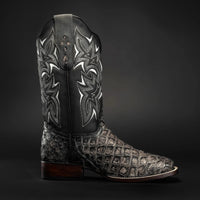 Men’s Rodeo Cartie Pirarucu Square Toe Boots - Rustic Black - OriginalWestern.com