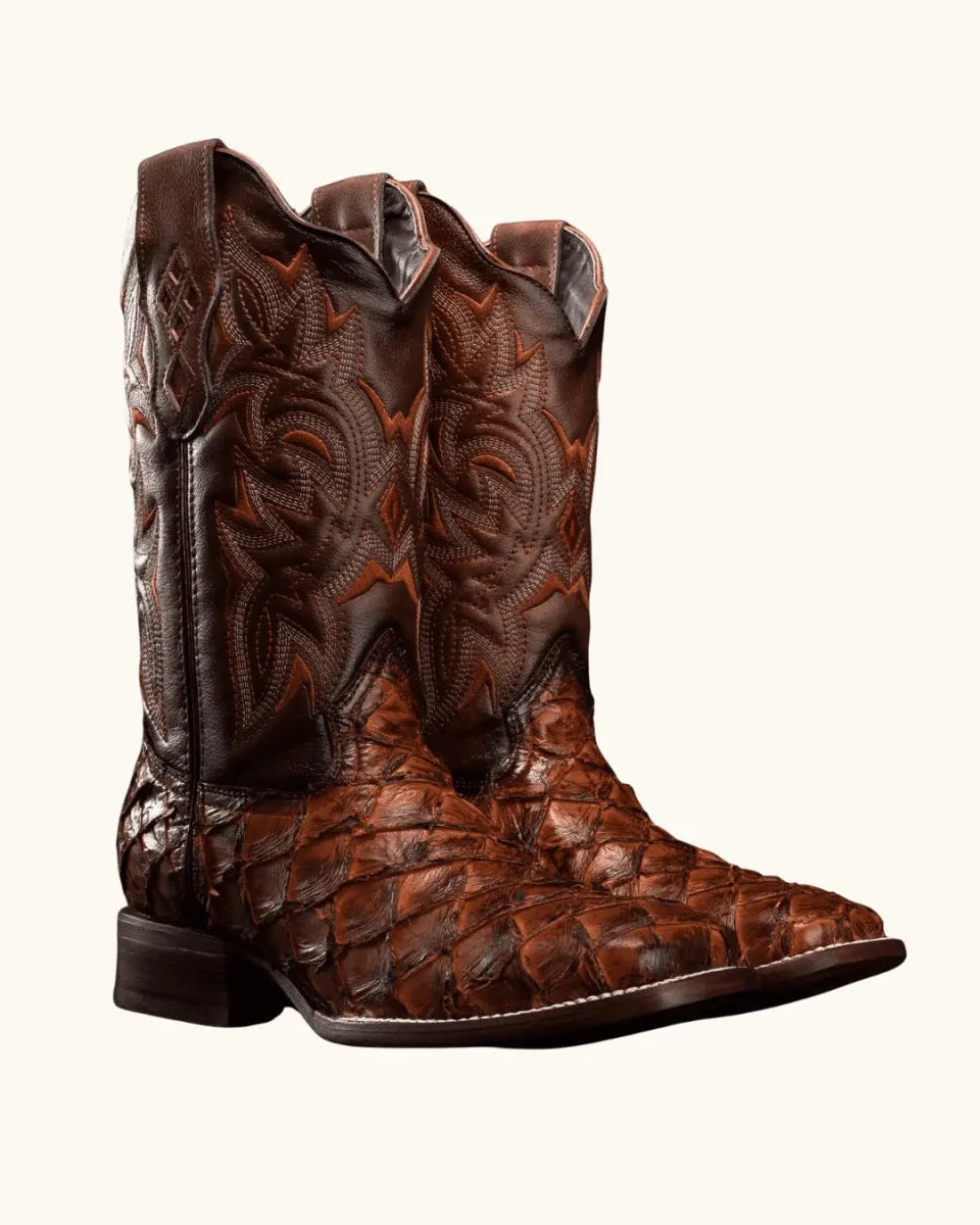 Men’s Rodeo Cartie Pirarucu Square Toe Boots – Shedron - OriginalWestern.com