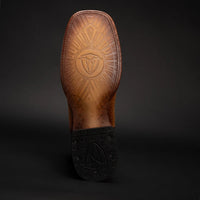 Men’s Rodeo Cartie Python Print Snakeskin Square Toe Boots - Honey - OriginalWestern.com