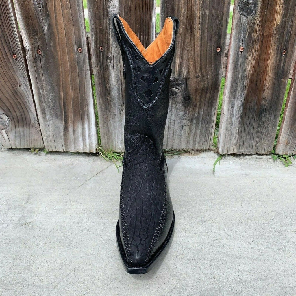 Men's Rodeo Cowboy Boots Bull Neck Leather Est. 097 2X Black - OriginalWestern.com
