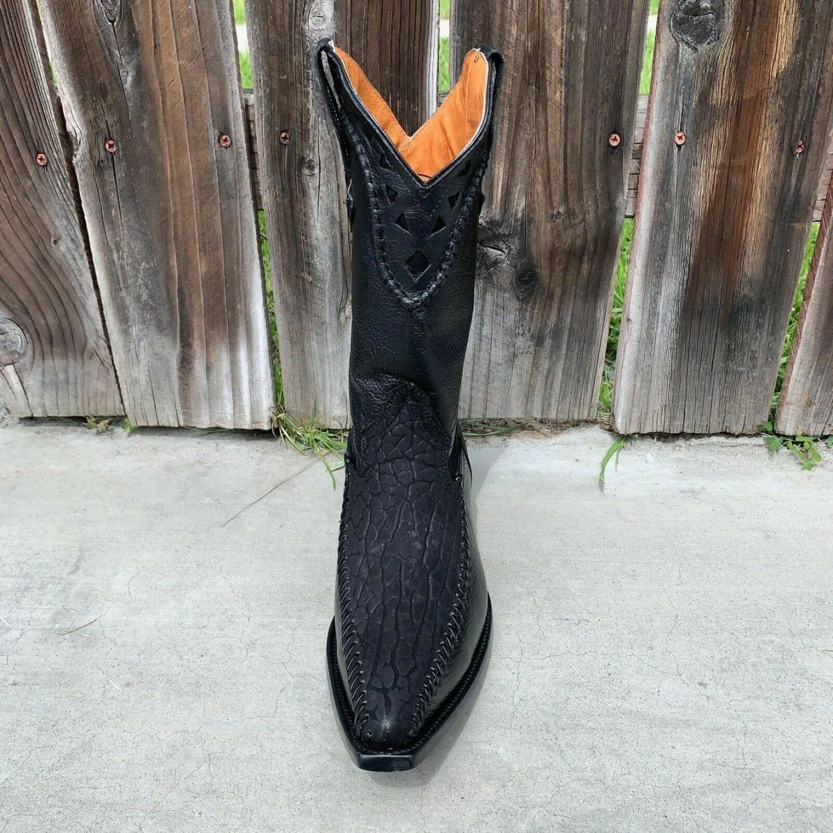 Men's Rodeo Cowboy Boots Bull Neck Leather Est. 097 2X Black - OriginalWestern.com