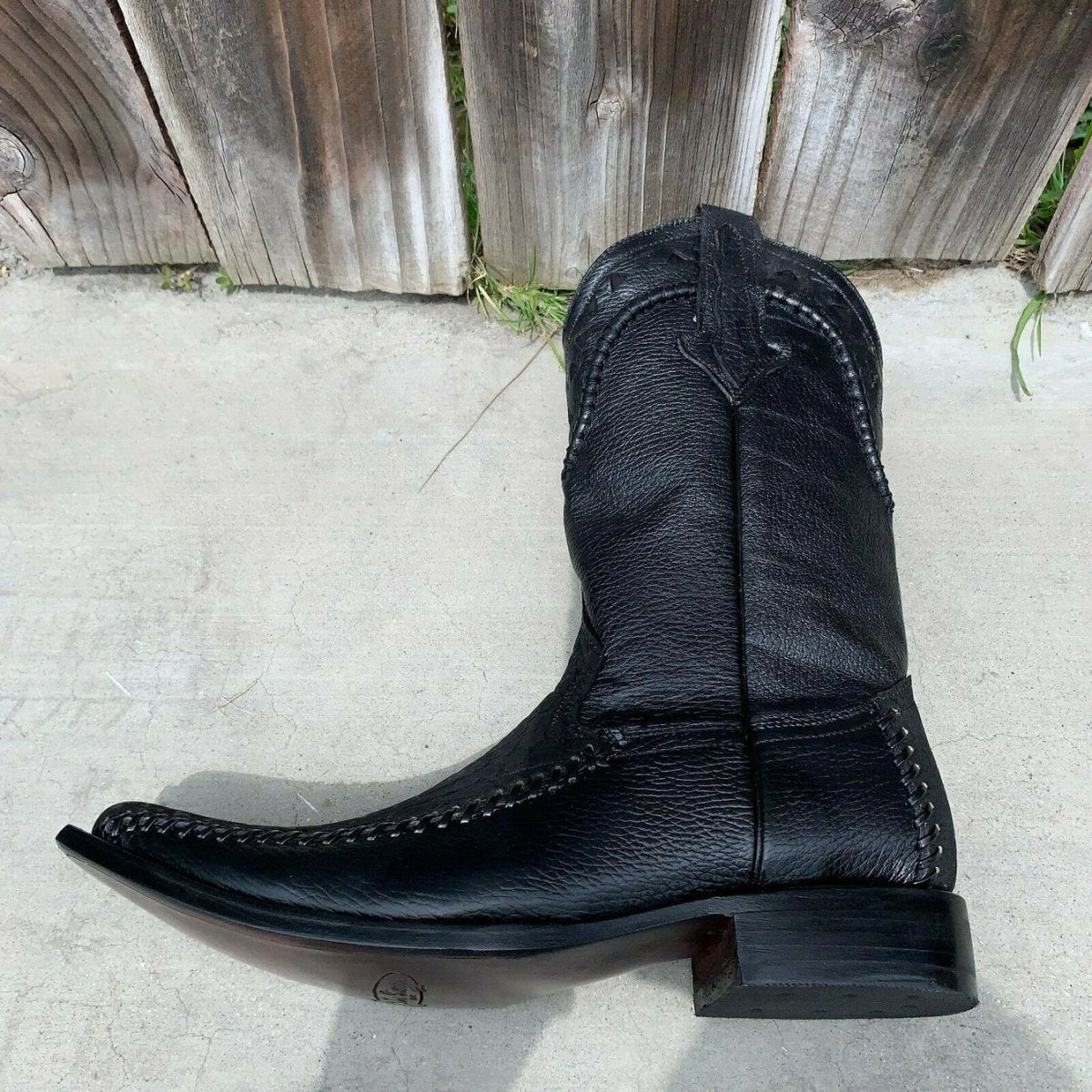 Men's Rodeo Cowboy Boots Bull Neck Leather Est. 097 2X Black - OriginalWestern.com
