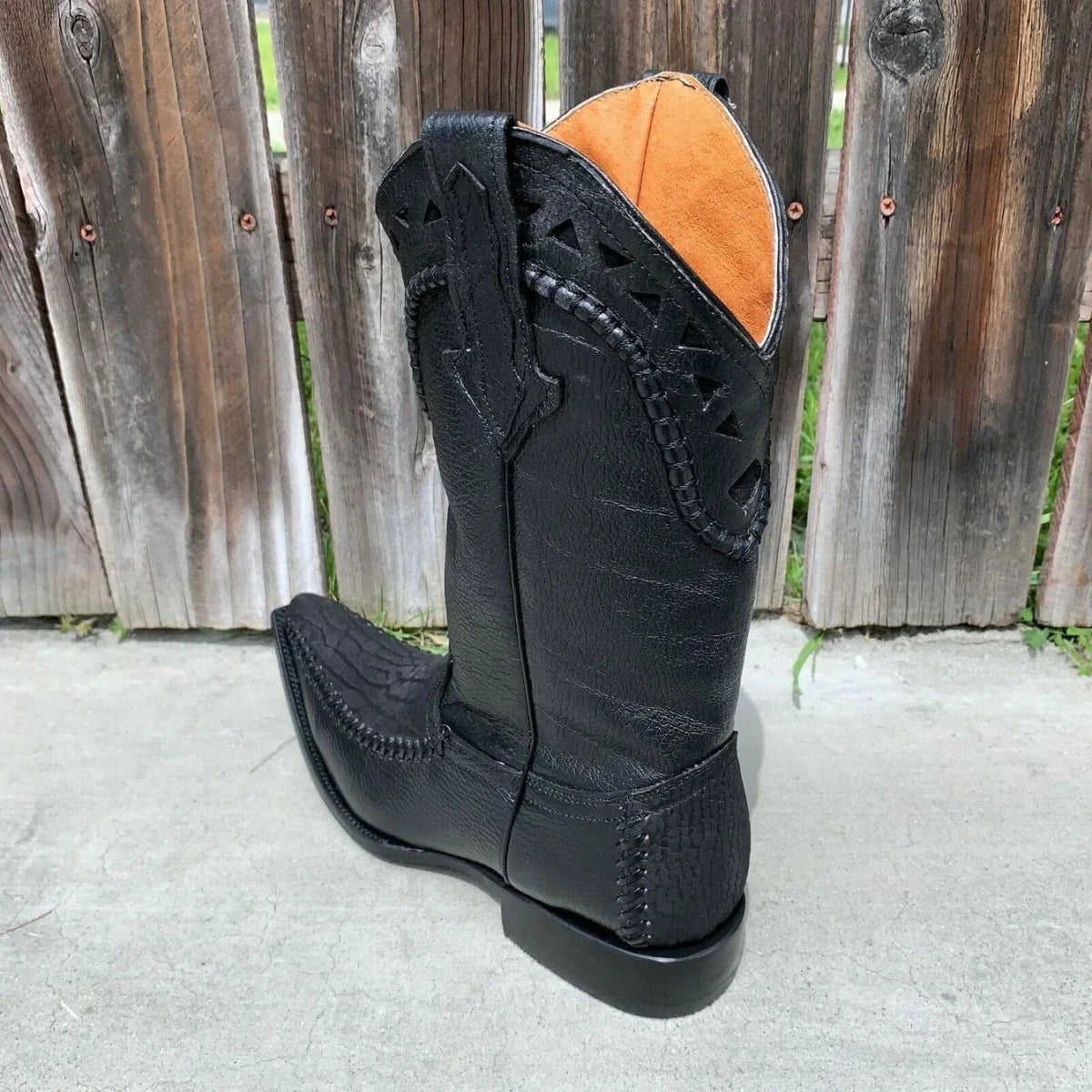 Men's Rodeo Cowboy Boots Bull Neck Leather Est. 097 2X Black - OriginalWestern.com