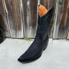 Men's Rodeo Cowboy Boots Bull Neck Leather Est. 097 2X Black - OriginalWestern.com