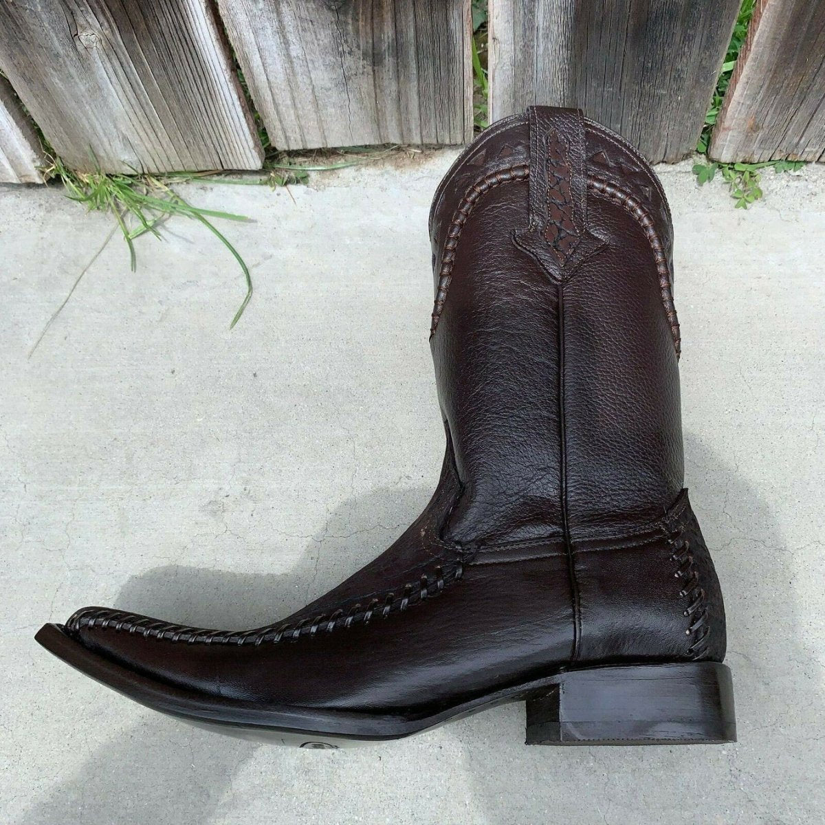 Men's Rodeo Cowboy Boots Bull Neck Leather Est. 097 2X Black - OriginalWestern.com