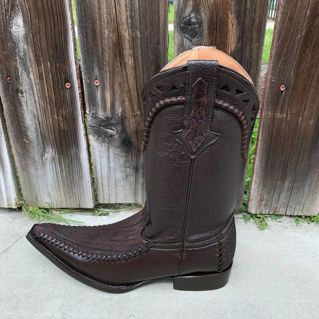 Men's Rodeo Cowboy Boots Bull Neck Leather Est. 097 2X Brown - OriginalWestern.com