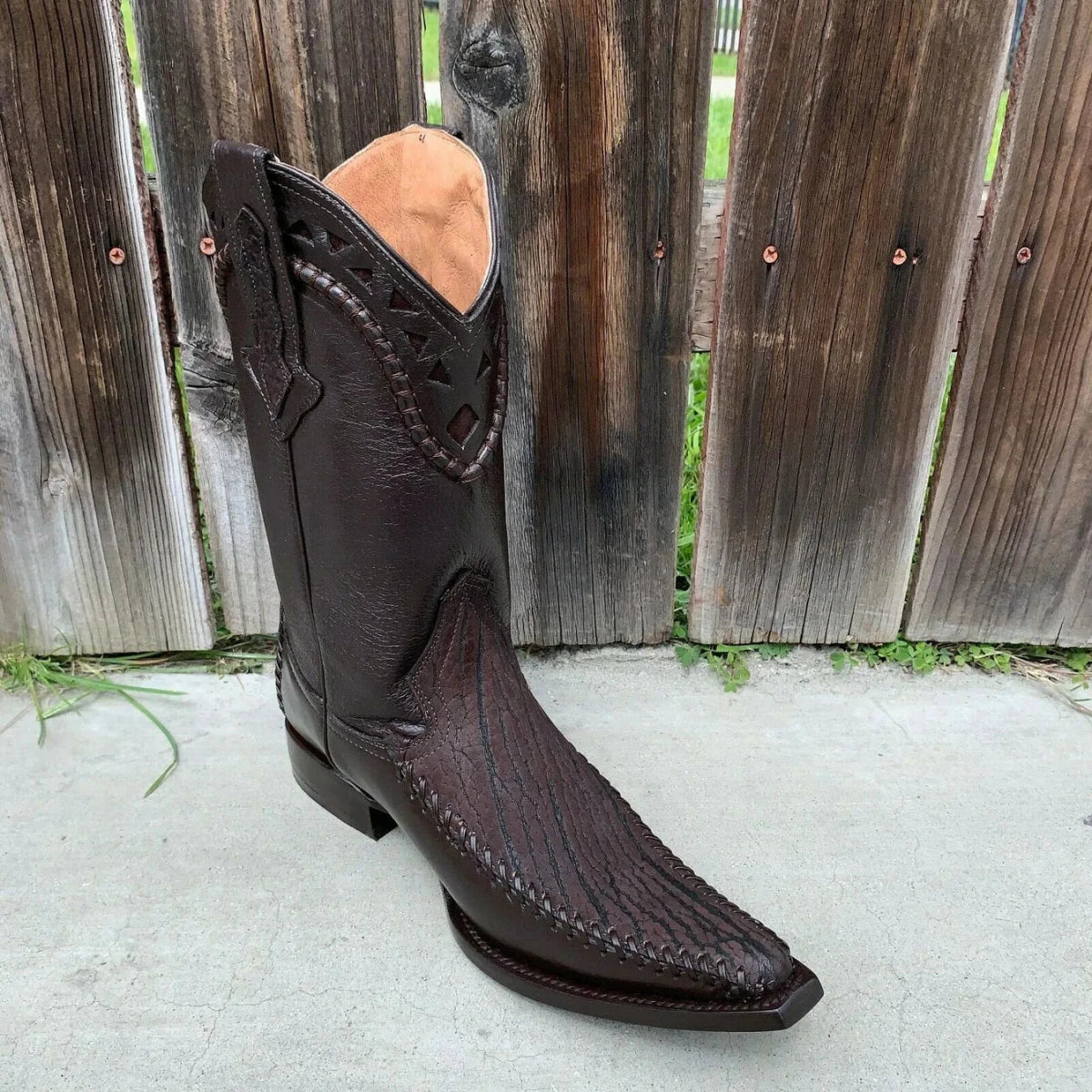 Men's Rodeo Cowboy Boots Bull Neck Leather Est. 097 2X Brown - OriginalWestern.com