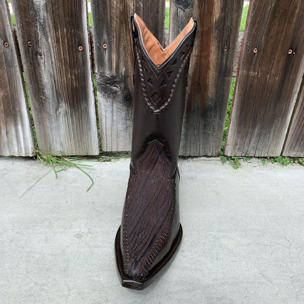 Men's Rodeo Cowboy Boots Bull Neck Leather Est. 097 2X Brown - OriginalWestern.com