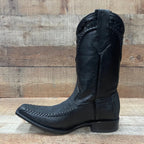 Men's Rodeo Cowboy Boots Bull Neck Leather Est.045 Black - OriginalWestern.com