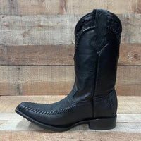 Men's Rodeo Cowboy Boots Bull Neck Leather Est.045 Black - OriginalWestern.com