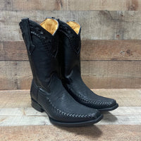 Men's Rodeo Cowboy Boots Bull Neck Leather Est.045 Black - OriginalWestern.com