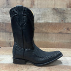 Men's Rodeo Cowboy Boots Bull Neck Leather Est.045 Black - OriginalWestern.com