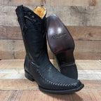 Men's Rodeo Cowboy Boots Bull Neck Leather Est.045 Black - OriginalWestern.com