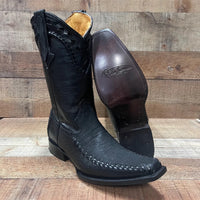 Men's Rodeo Cowboy Boots Bull Neck Leather Est.045 Black - OriginalWestern.com