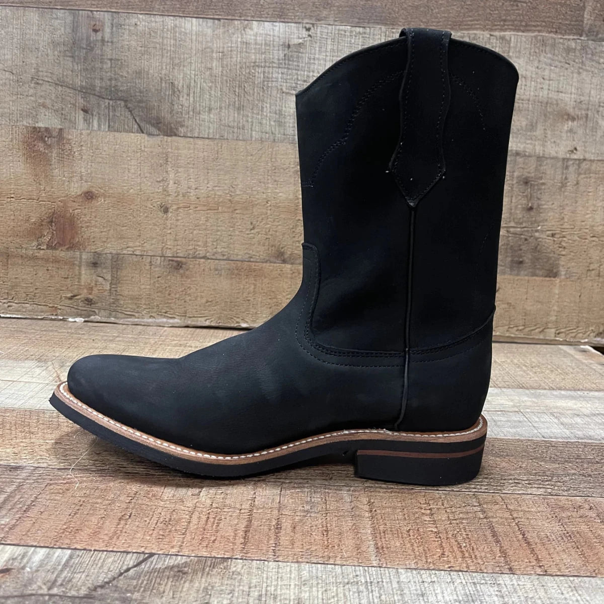 Men's Ruper Style Genuine Leather Round Soft Toe Work Boots Est. 303 Black - OriginalWestern.com