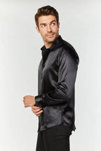 Men's Satin Dress Shirt - Black