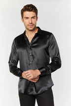 Men's Satin Dress Shirt - Black