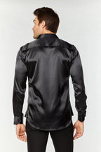 Men's Satin Dress Shirt - Black
