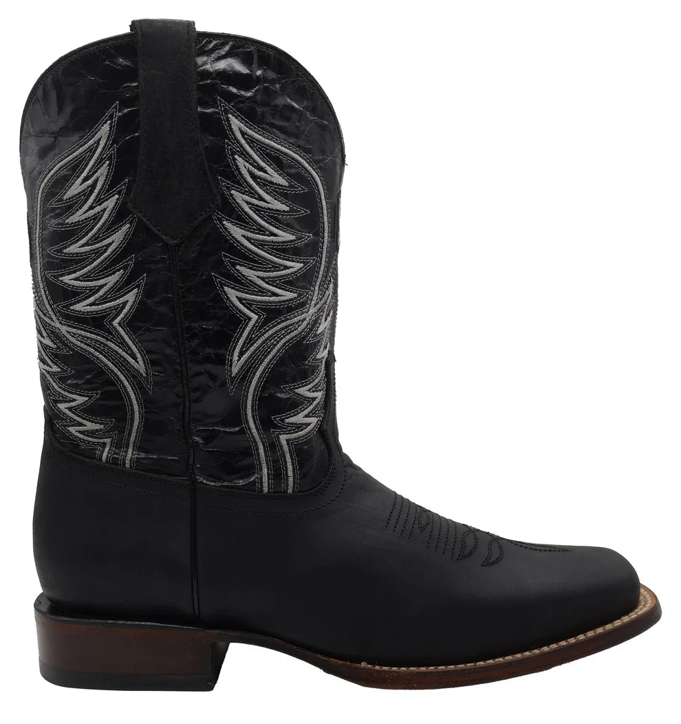 Men´s Silverton All Leather Square Toe Boots - Black - OriginalWestern.com