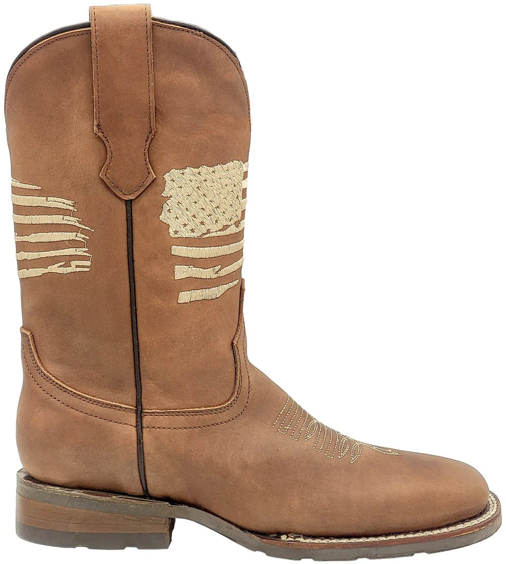 Men´s Silverton All Leather Wide Square Toe Boots - Tobacco - OriginalWestern.com