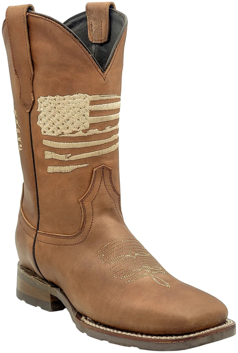 Men´s Silverton All Leather Wide Square Toe Boots - Tobacco - OriginalWestern.com