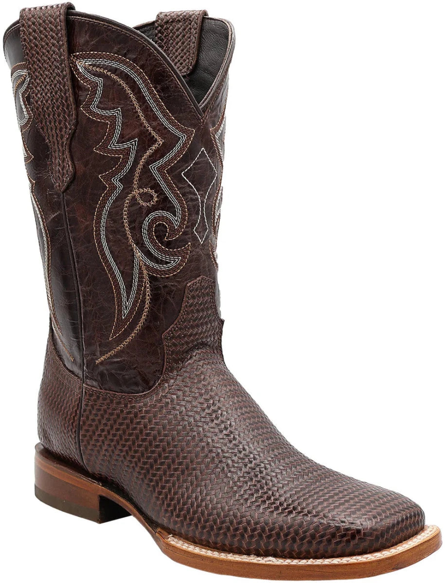 Men´s Silverton Arkansas Genuine Leather Wide Square Toe Boots - Brown - OriginalWestern.com