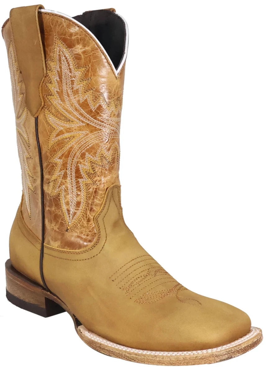 Men´s Silverton Austin Genuine Leather Wide Square Toe Boots - Honey - OriginalWestern.com