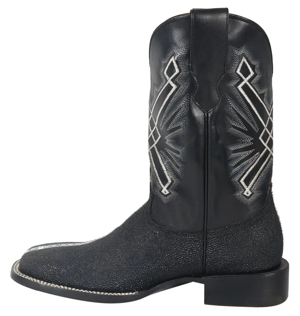 Men´s Silverton Brentwood All Leather Wide Square Toe Boots - Black - OriginalWestern.com