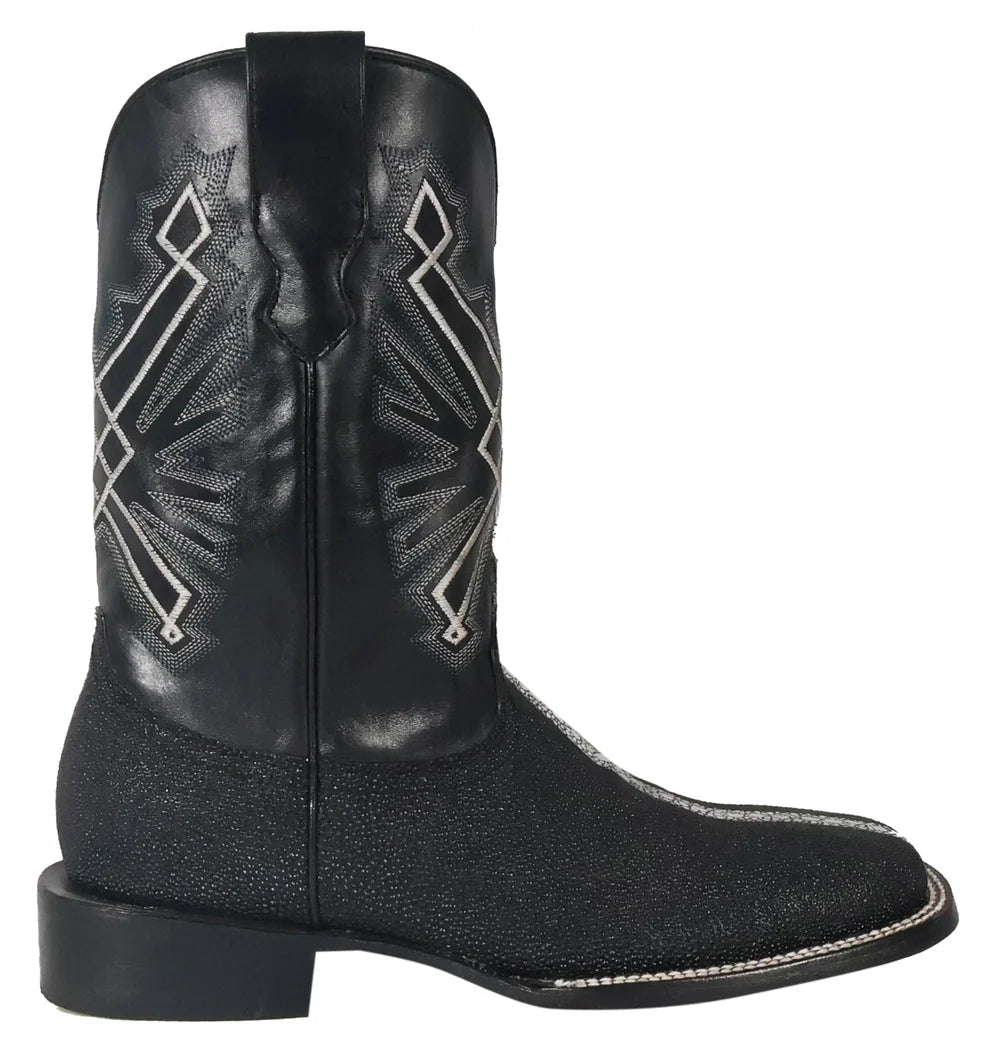 Men´s Silverton Brentwood All Leather Wide Square Toe Boots - Black - OriginalWestern.com