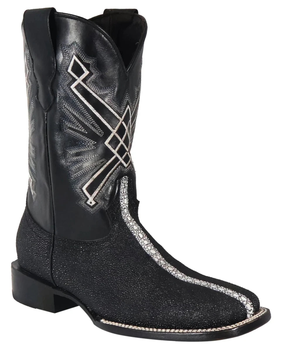 Men´s Silverton Brentwood All Leather Wide Square Toe Boots - Black - OriginalWestern.com
