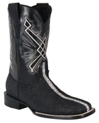 Men´s Silverton Brentwood All Leather Wide Square Toe Boots - Black - OriginalWestern.com