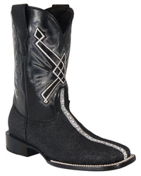 Men´s Silverton Brentwood All Leather Wide Square Toe Boots - Black - OriginalWestern.com