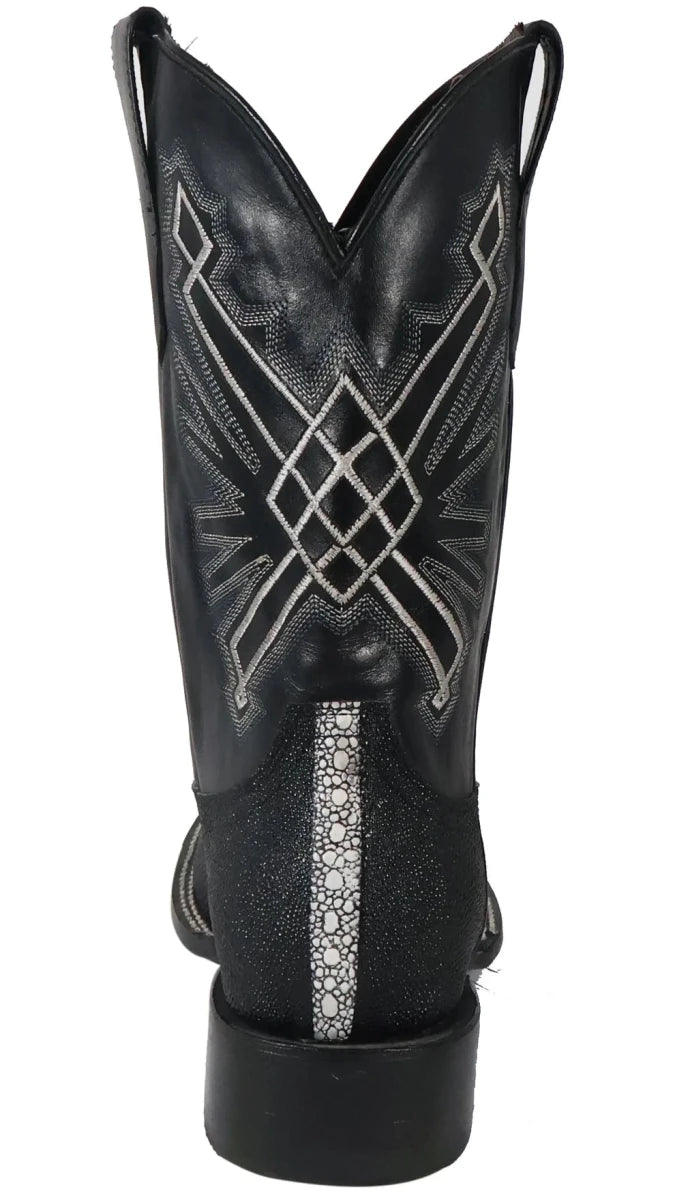 Men´s Silverton Brentwood All Leather Wide Square Toe Boots - Black - OriginalWestern.com