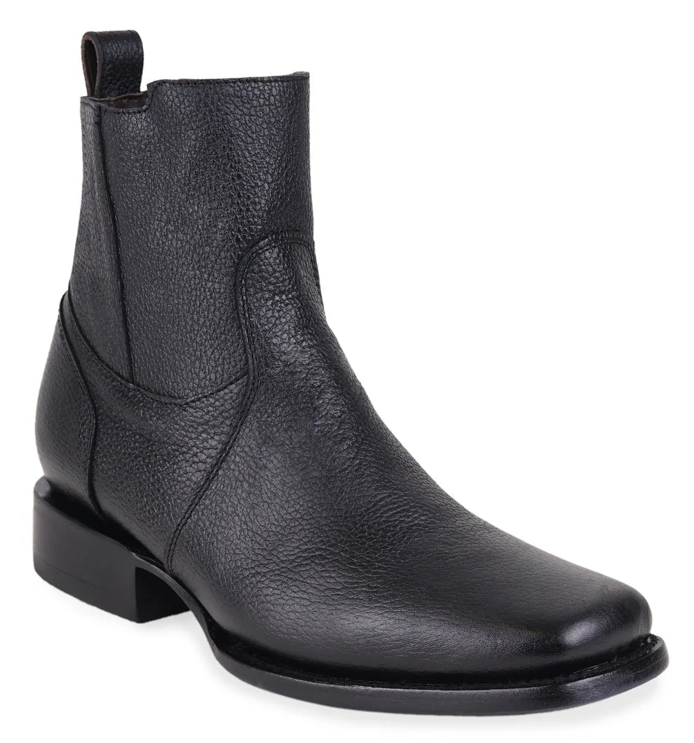 Men´s Silverton Clay Genuine Leather Square Toe Ankle Boots with Zipper - Black - OriginalWestern.com