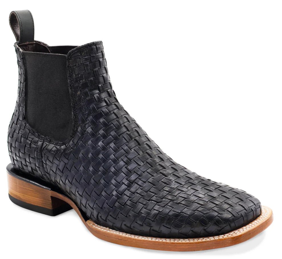 Men´s Silverton Cody All Leather Wide Square Toe Short Boots - Black - OriginalWestern.com