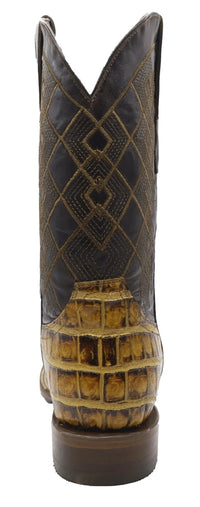 Men´s Silverton Crocodile Belly Print Leather Wide Square Toe Boots - Honey - OriginalWestern.com