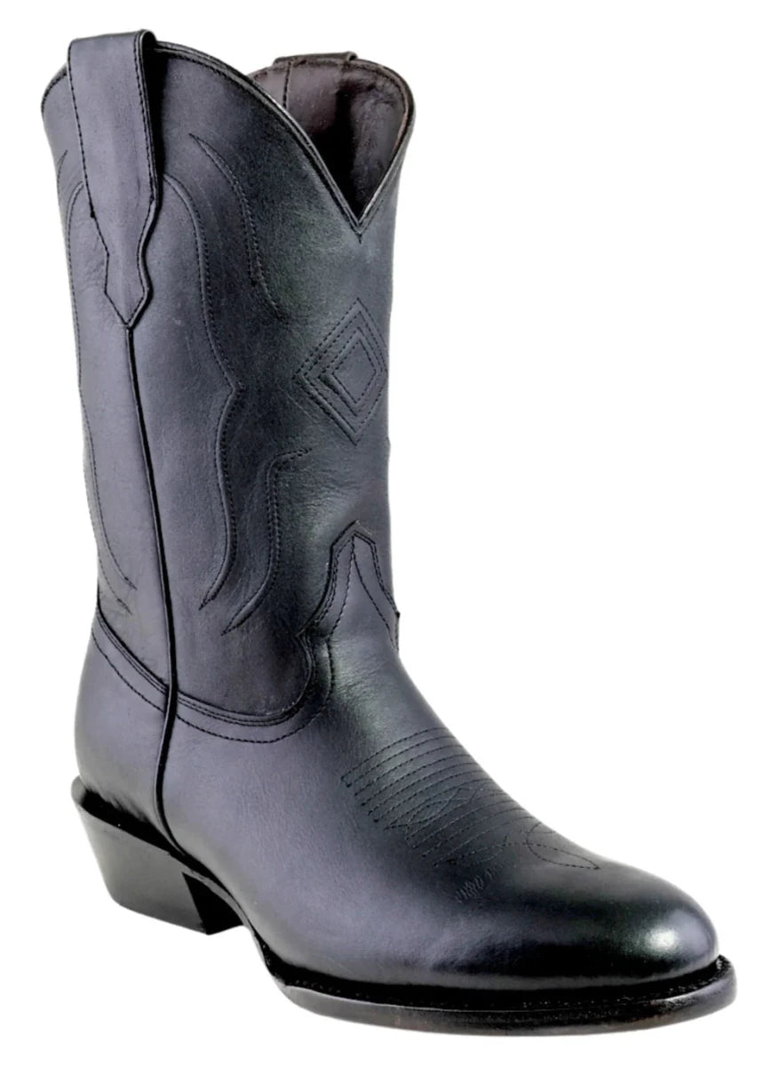 Men´s Silverton Easton All Leather Round Toe Boots - Black - OriginalWestern.com