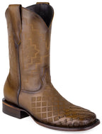 Men´s Silverton Fin All Leather Wide Square Toe Boots - Honey - OriginalWestern.com