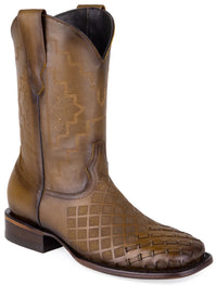 Men´s Silverton Fin All Leather Wide Square Toe Boots - Honey - OriginalWestern.com