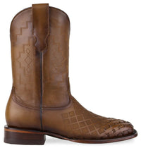 Men´s Silverton Fin All Leather Wide Square Toe Boots - Honey - OriginalWestern.com