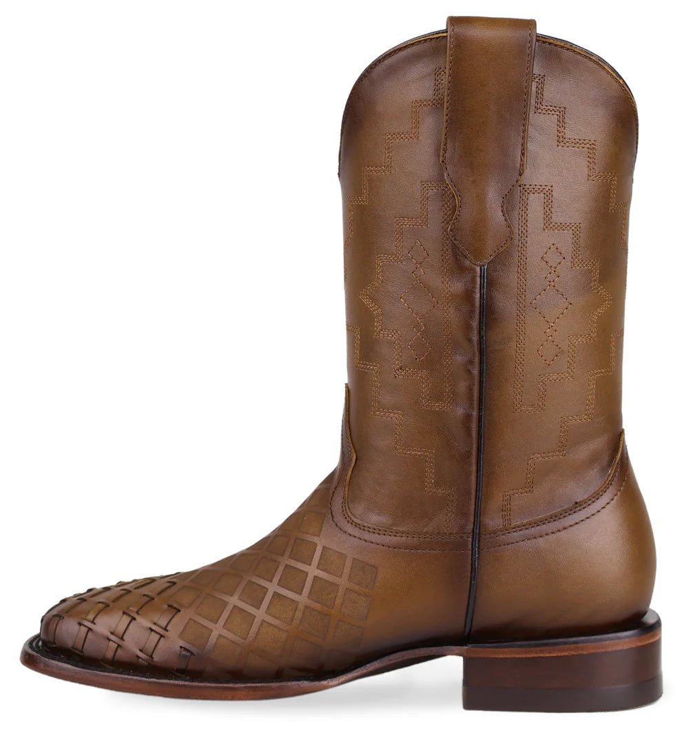 Men´s Silverton Fin All Leather Wide Square Toe Boots - Honey - OriginalWestern.com