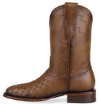 Men´s Silverton Fin All Leather Wide Square Toe Boots - Honey - OriginalWestern.com