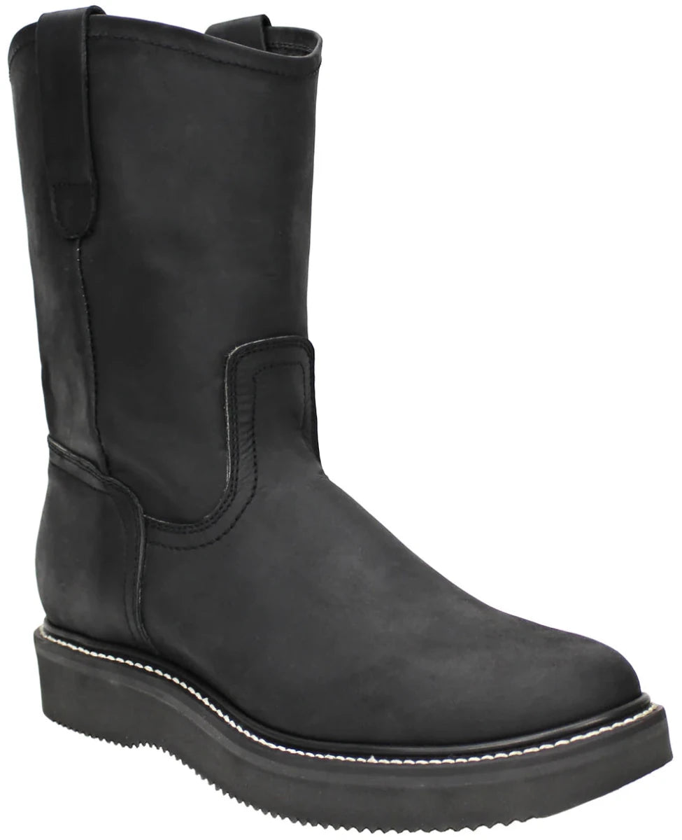 Men´s Silverton Greenfiel All Leather Round Toe Work Boots - Black - OriginalWestern.com