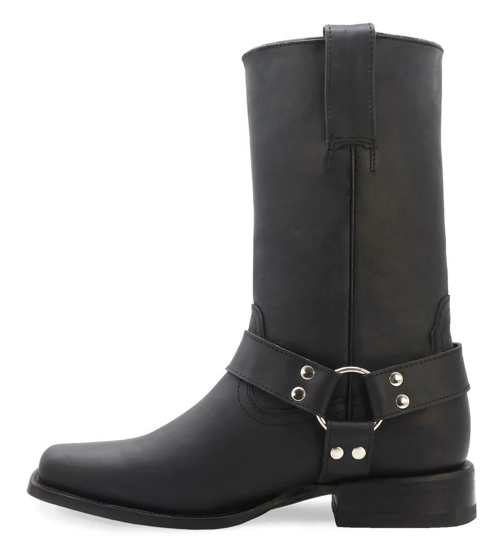 Men´s Silverton Harley All Leather Square Toe Boots - Black - OriginalWestern.com