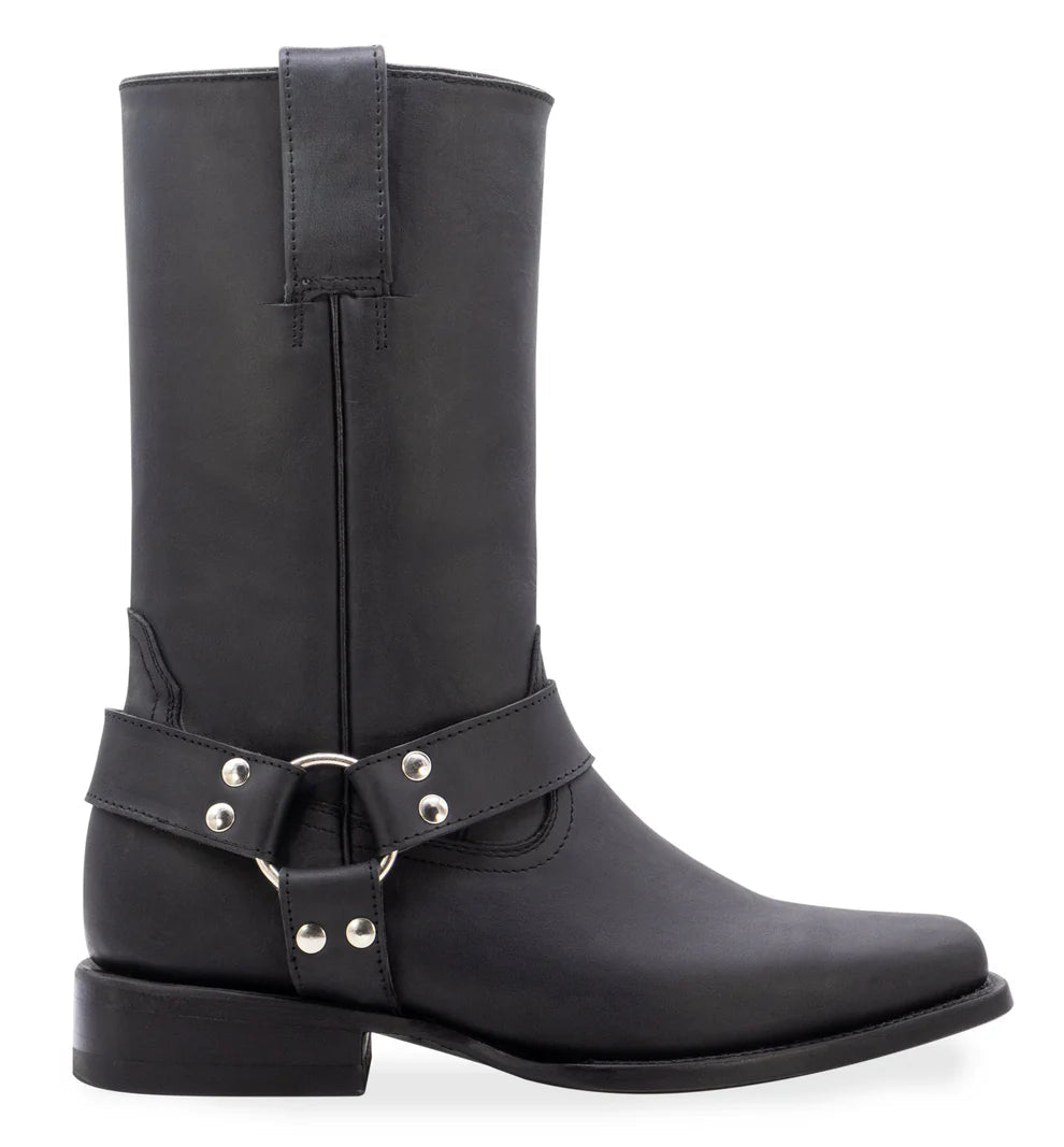 Men´s Silverton Harley All Leather Square Toe Boots - Black - OriginalWestern.com