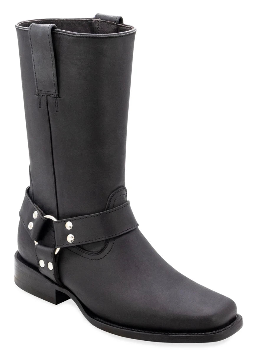 Men´s Silverton Harley All Leather Square Toe Boots - Black - OriginalWestern.com