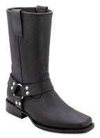 Men´s Silverton Harley All Leather Square Toe Boots - Black - OriginalWestern.com