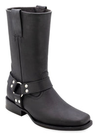Men´s Silverton Harley All Leather Square Toe Boots - Black - OriginalWestern.com